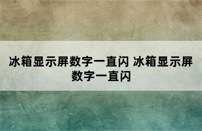 冰箱显示屏数字一直闪 冰箱显示屏数字一直闪